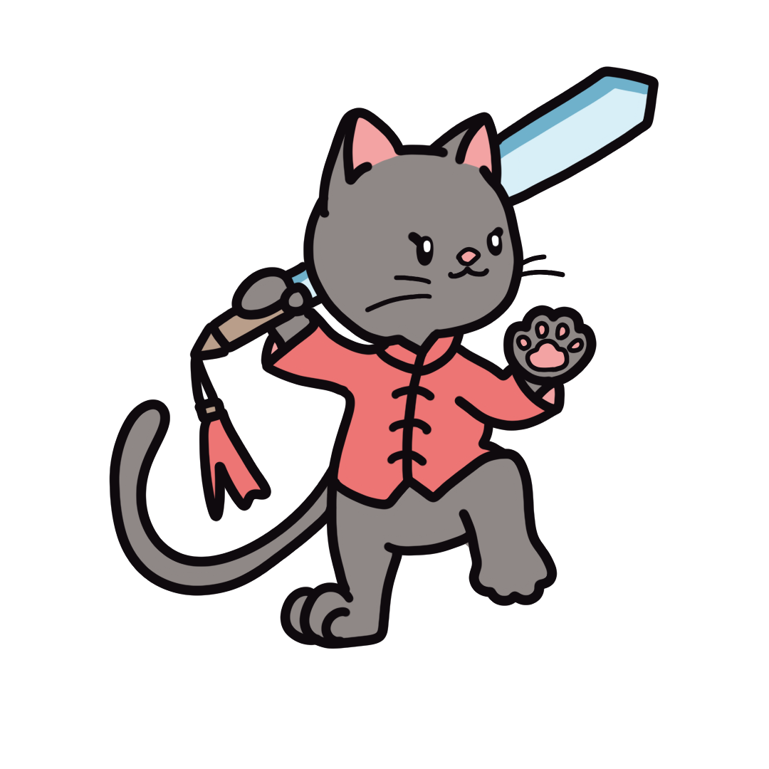 カンフーの構えをする猫のイラスト