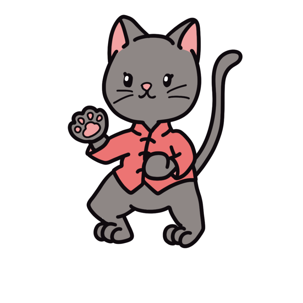 カンフーの構えをする猫のイラスト