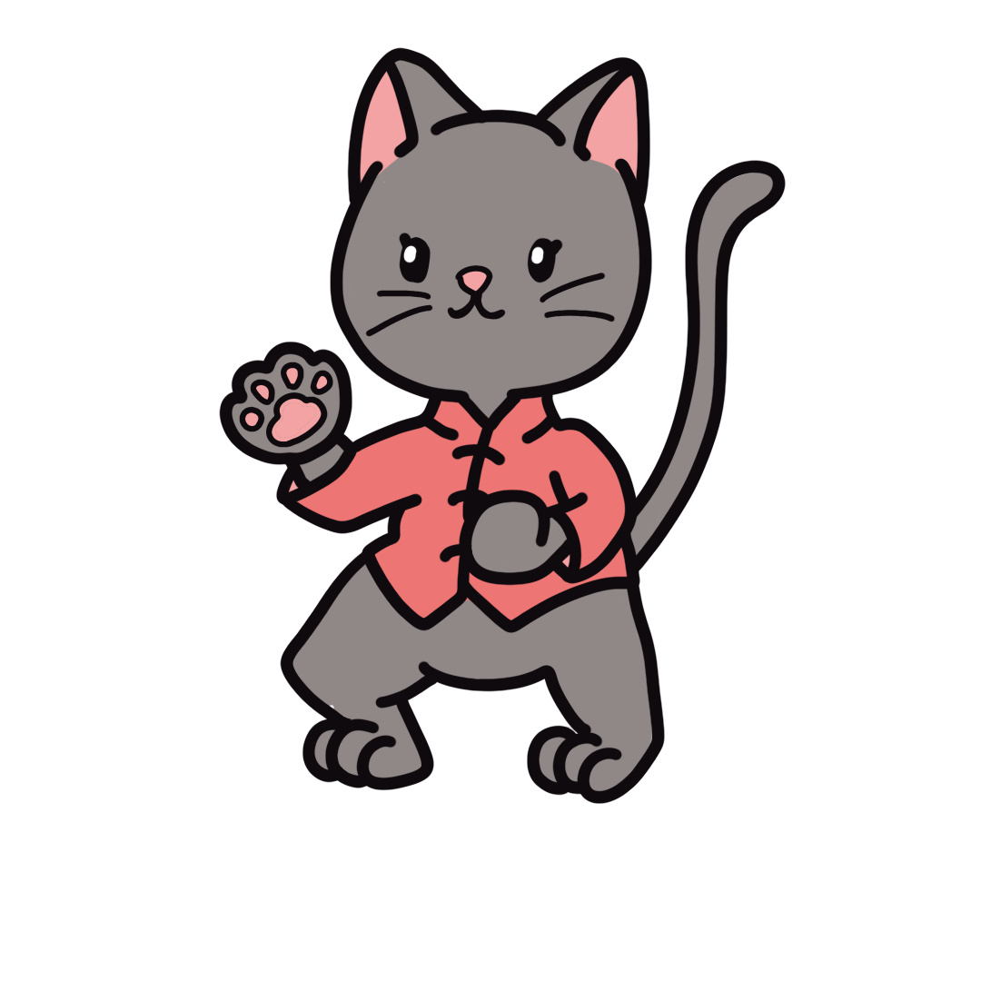 カンフーの構えをする猫のイラスト