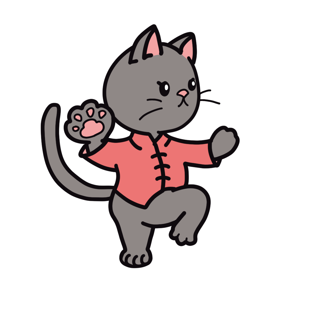 カンフーの構えをする猫のイラスト