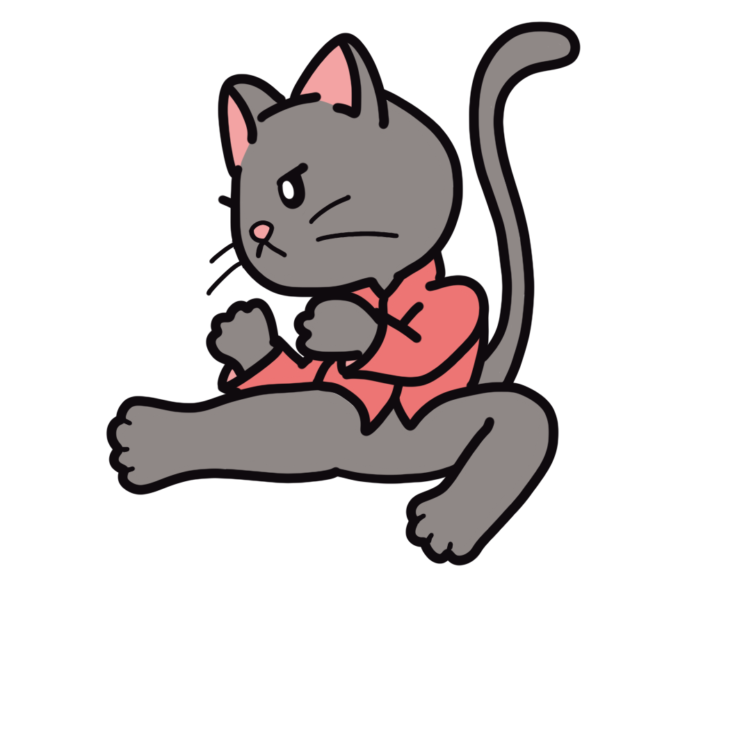 カンフーの構えをする猫のイラスト