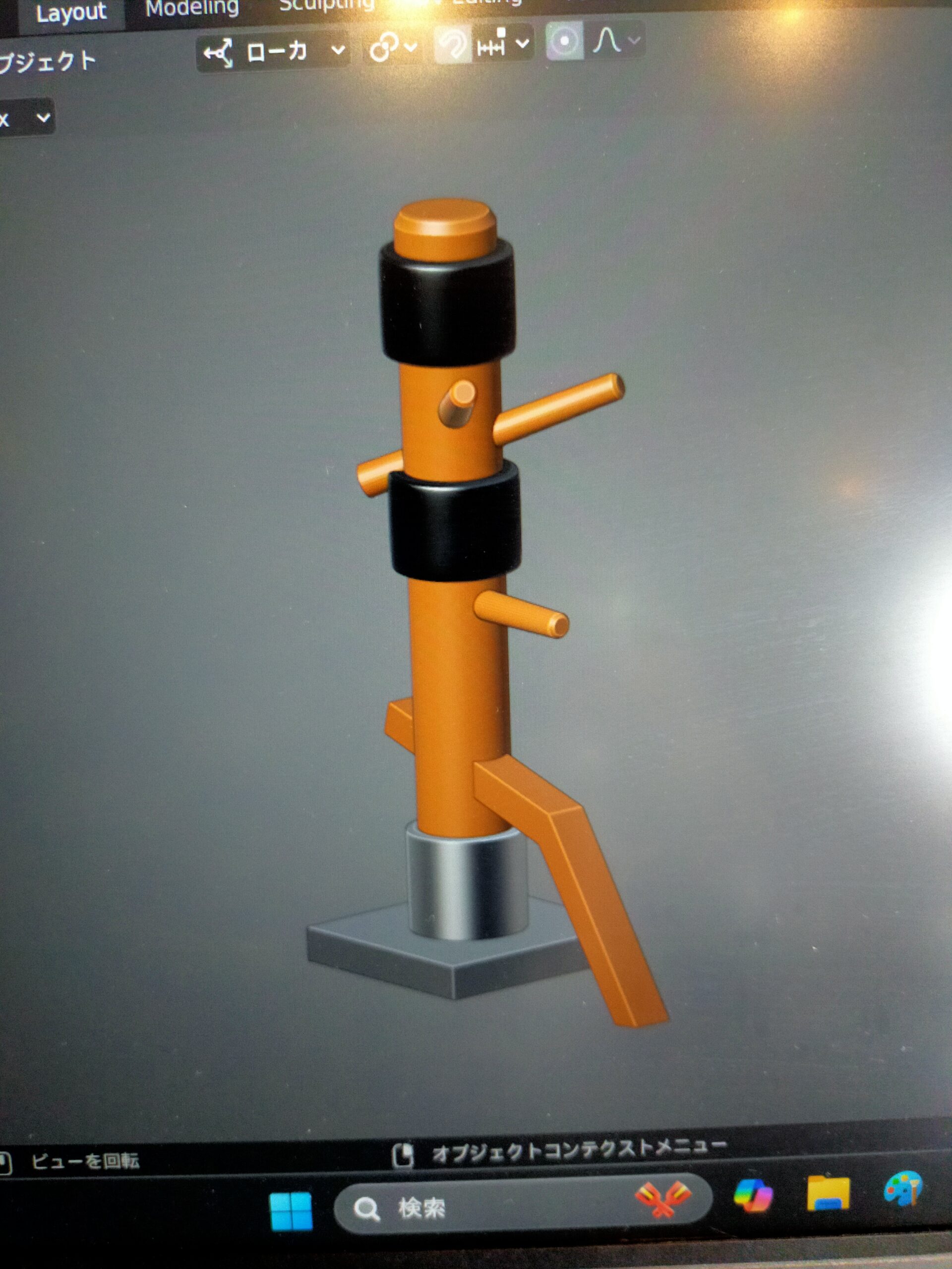 Blenderで製作中の木人3Dモデルのスクリーンショット